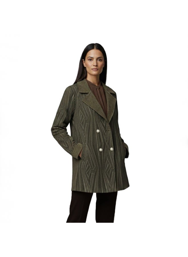 Smoky Egypt Smoky Suede Geo Print Quilted Jacket-Olive - Image 1